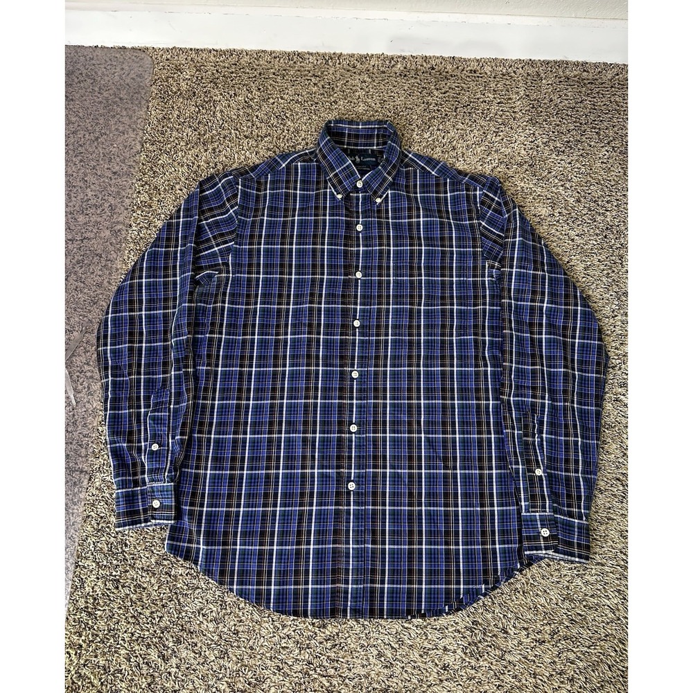 Polo Ralph Lauren Classic Fit Blue Plaid Button Down Shirt Men's Large